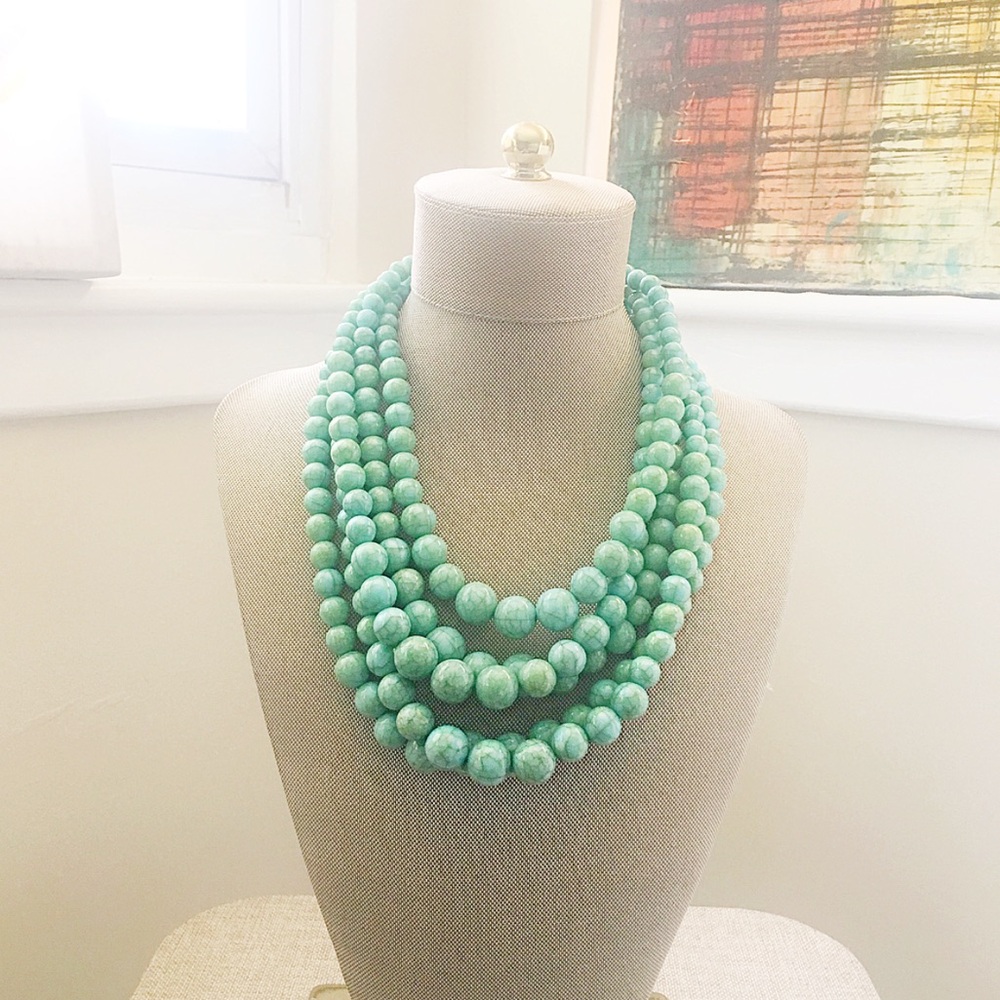 Handmade turquoise multi strand necklace - Picture 5 of 6